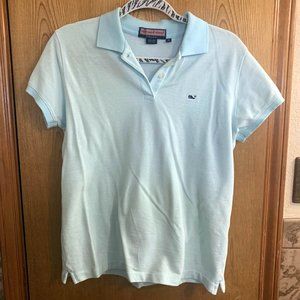 Vineyard Vines medium polo, light blue stripes